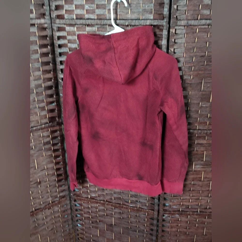 UNDER ARMOUR Boys UA Rival Fleece Youth Large Hoodie Red Maroon Striped Hoodie